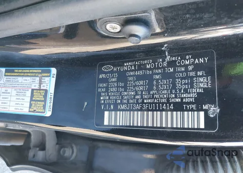 2015 Hyundai Tucson Gls from USA, damaged, VIN KM8JT3AF3FU111414